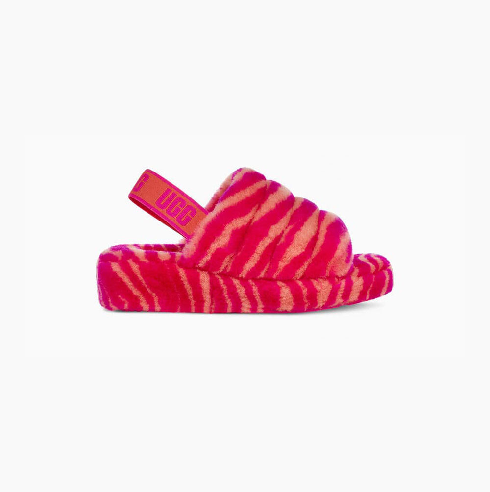 UGG Fluff Yeah Zebra Rose Slides for Women (ZEYU43108)